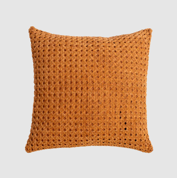 Rattan Suede Pillow, Cognac - 13 Hub Lane   |  