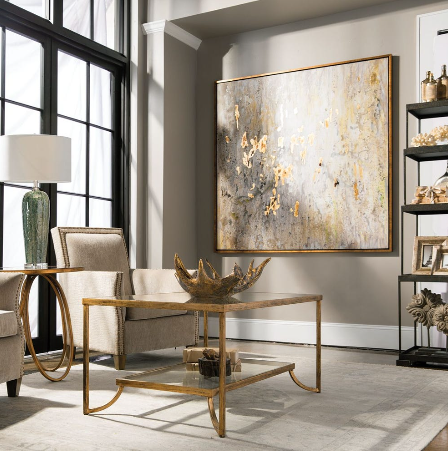 Golden Raindrops Hand Painted Canvas