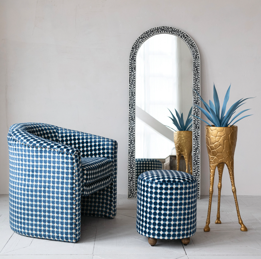 Dotted Burnout Velvet Chair w/ Nailheads