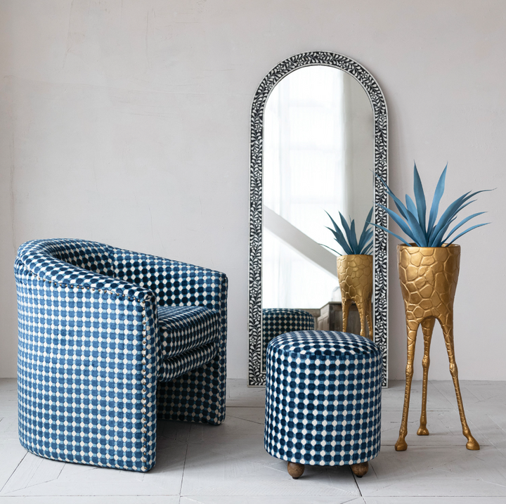 Dotted Burnout Velvet Chair w/ Nailheads