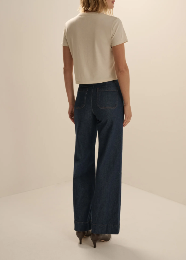 Favorite Daughter Cropped Signature Tee, Pumice & Espresso