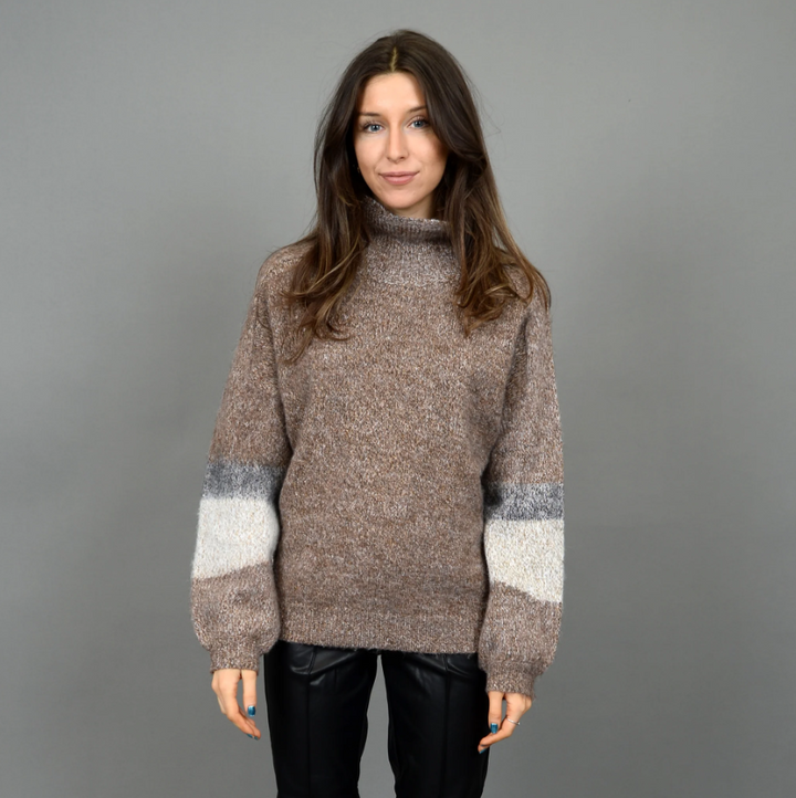 Britannia Raglan Sleeve Sweater, Taupe