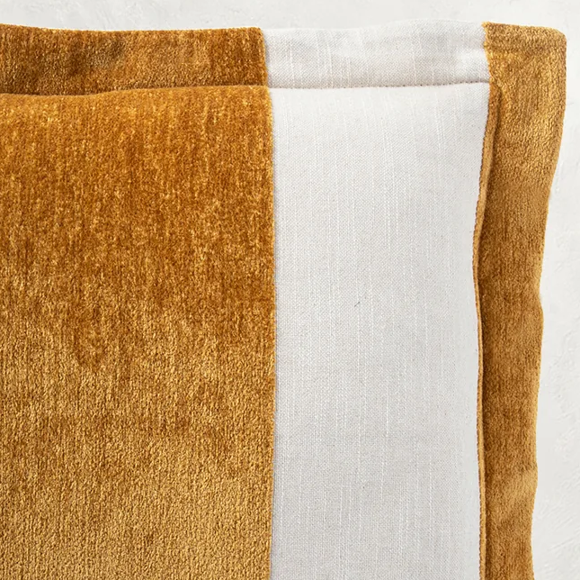 Wide Stripe Chenille Pillow, Mustard