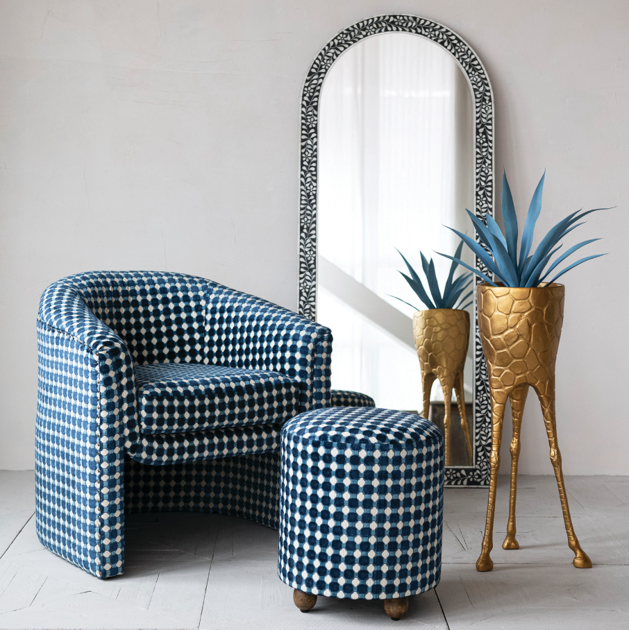 Dotted Burnout Velvet Chair w/ Nailheads