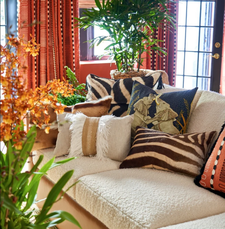 Ostrich Trim Linen Lumbar Pillow, Stone Washed Natural - 13 Hub Lane   |  Ostrich Lumbars