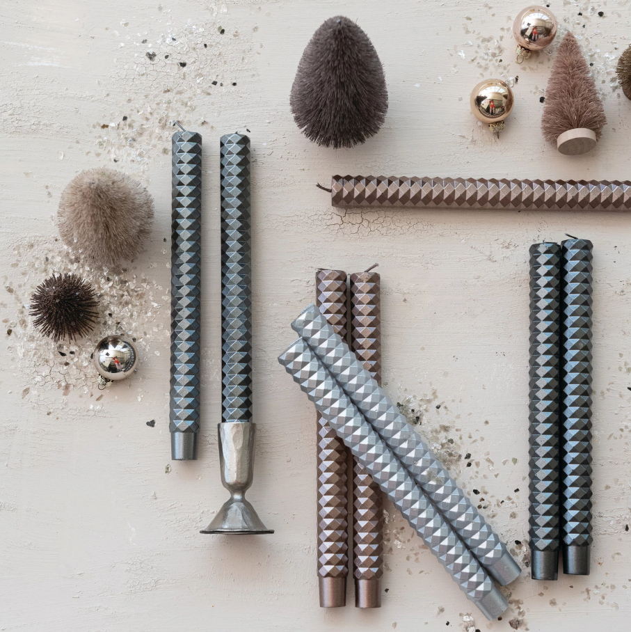 Unscented Faceted Taper Candles in Box - 13 Hub Lane   |  