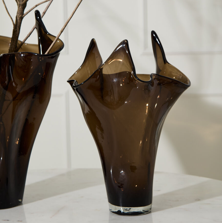 Peaked Glass Vase, Smoke - 13 Hub Lane   |  Glass Vases