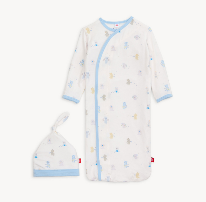 blue baby beats modal gown + hat - 13 Hub Lane   |  Sleeper Sets