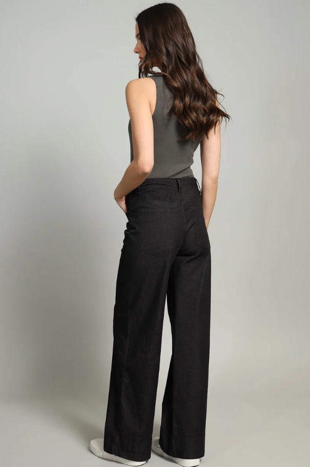 Palazzo Denim Pants, Midnight