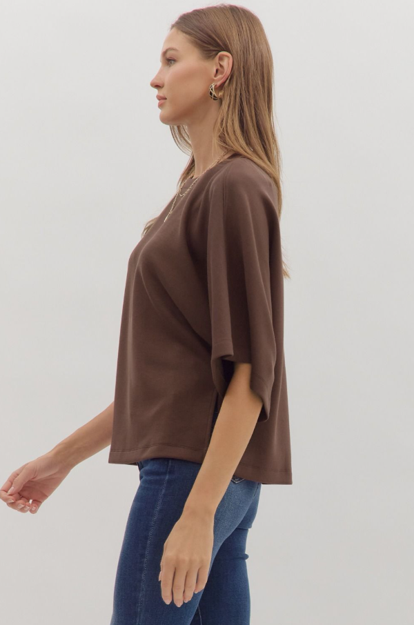 Capelet Knit Top, Brown - 13 Hub Lane   |  Wide Sleeve Tops