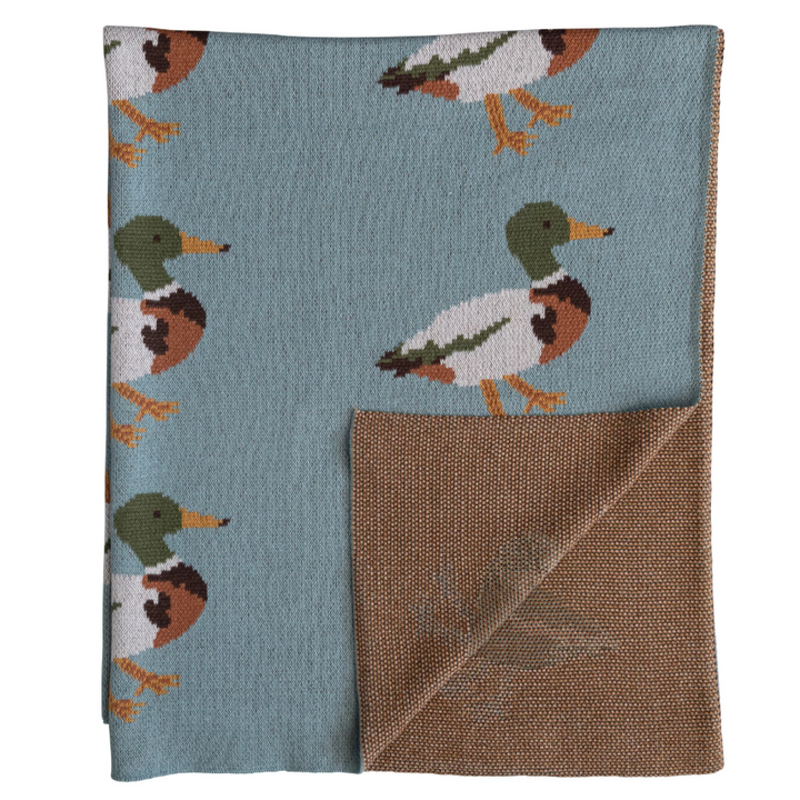 Cotton Knit Baby Blanket w/ Ducks - 13 Hub Lane   |  Baby Blankets