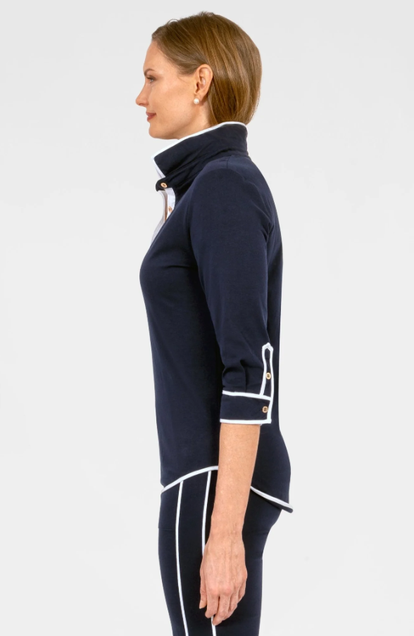 Pop Over Top - Trim It Up, Navy w/ White