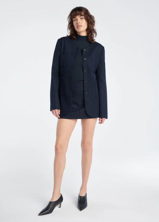 The Favorite Skort, Navy Pinstripe - 13 Hub Lane   |  Mini Skirts