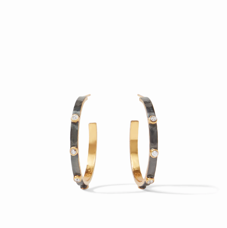 Julie Vos Crescent Stone Hoops - 13 Hub Lane   |  Earrings