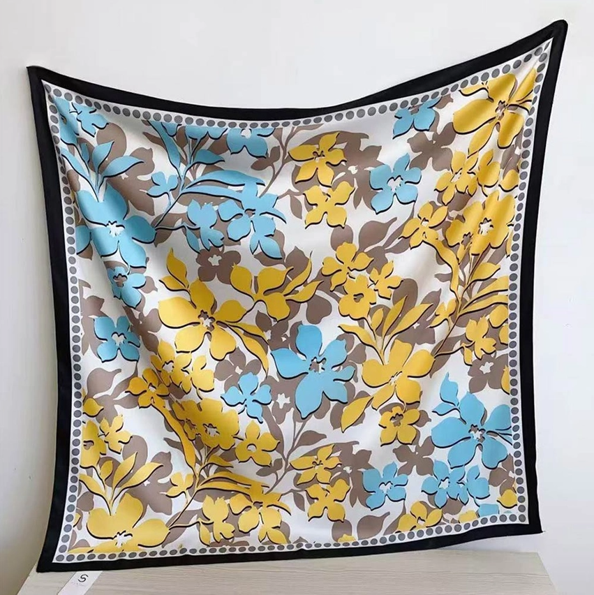 Floral Silk Feel Square Scarf - 13 Hub Lane   |  