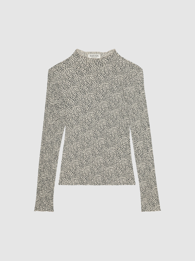 Nation LTD Brenna Mock Neck Top, Winter Pebble - 13 Hub Lane   |  Mock Neck Tees