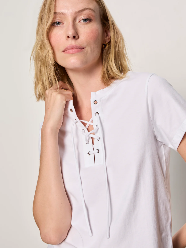 Lace Up Timeless Tee, White