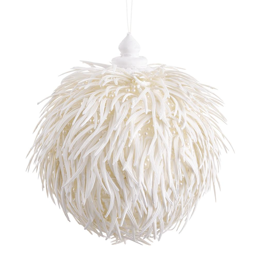 Beaded Spiky Ball Ornament, White - 13 Hub Lane   |  
