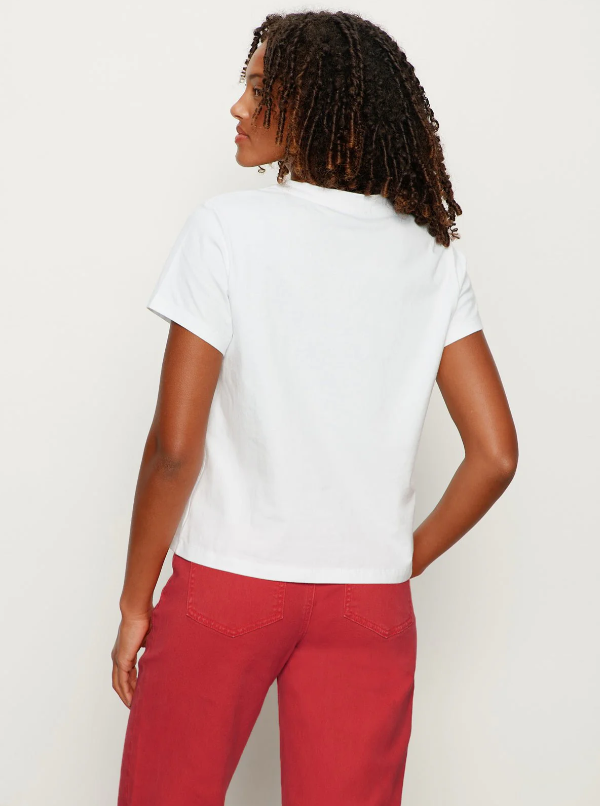 Embellished Tee, White w/ Cherry Lacquer - 13 Hub Lane   |  Crewneck Tees