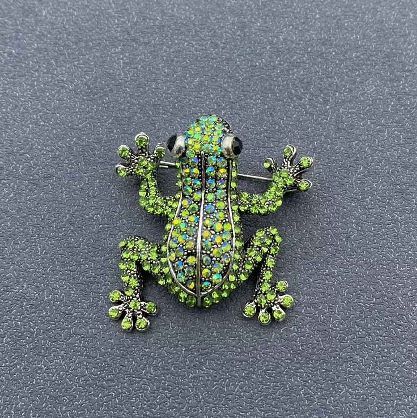 Rhinestone Frog Brooch - 13 Hub Lane   |  Brooches