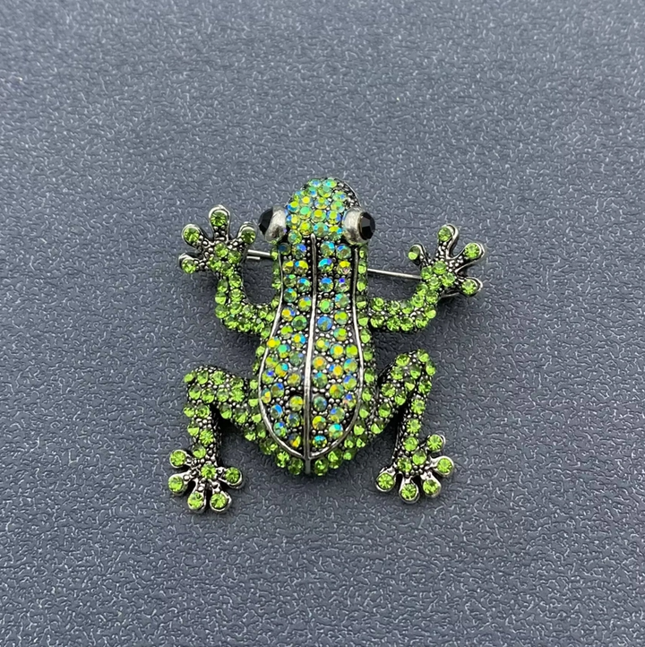 Rhinestone Frog Brooch - 13 Hub Lane   |  Brooches