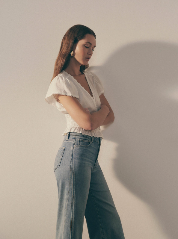 Paige Anessa Wide Leg Jean, Explorer