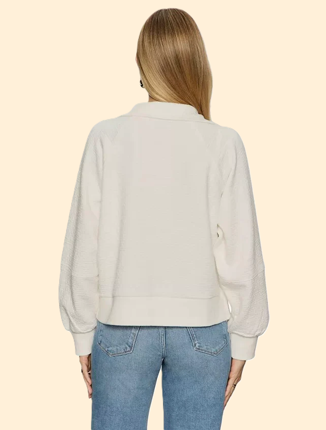 Textured Zip Up Popover, Chalk