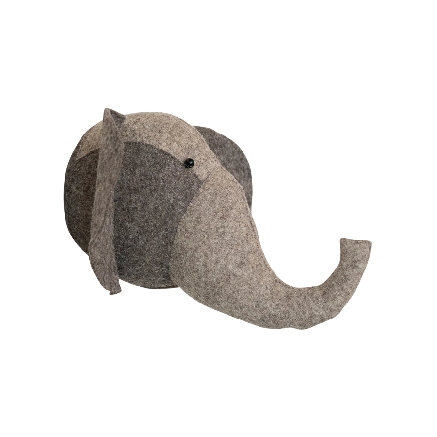 Handmade Wool Felt Elephant Head Wall Décor - Thumbnail 3