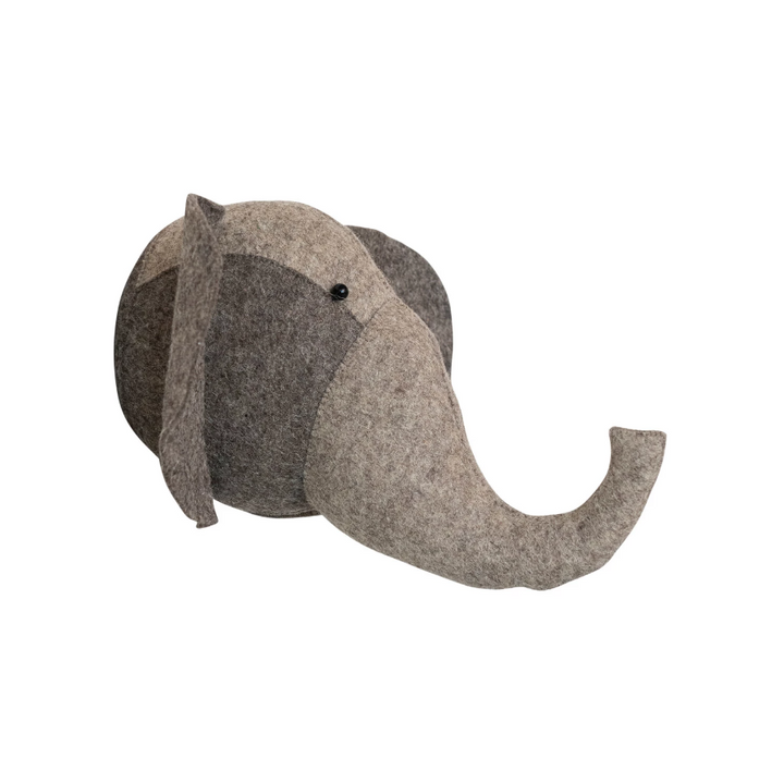 Handmade Wool Felt Elephant Head Wall Décor