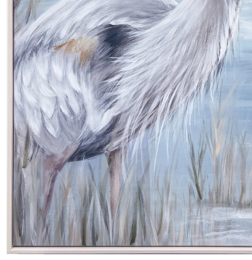 Blue Water Heron Canvas Art