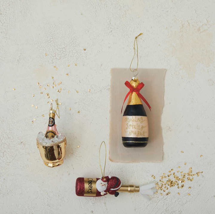 Champagne Ice Bucket Glass Ornament