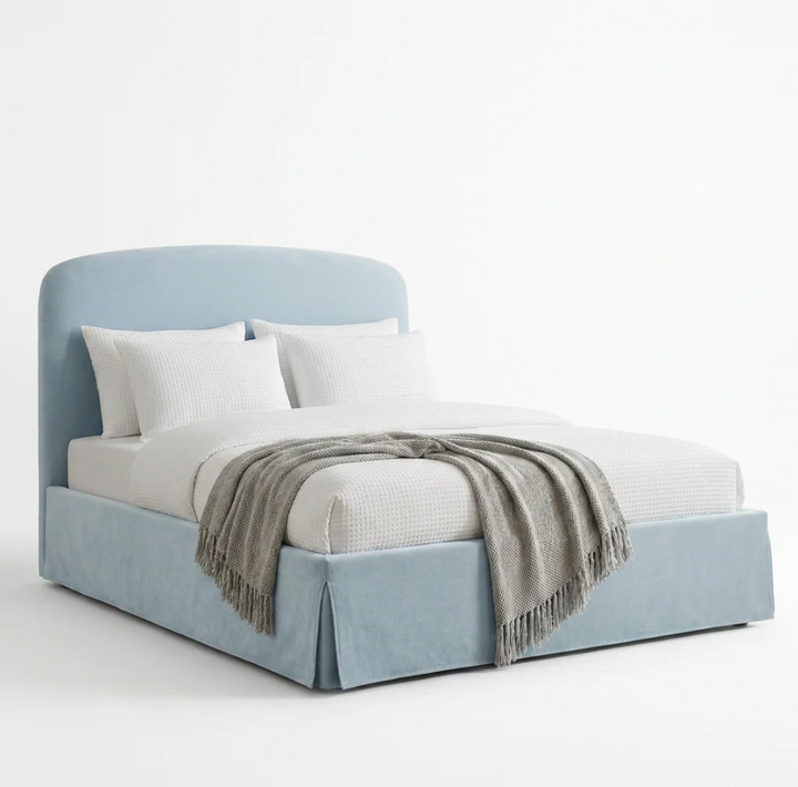 Joan Queen Storage Bed, Light Blue