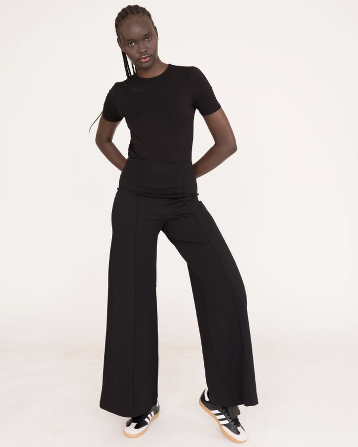 Ponte Knit Standard Wide Leg Pant, Black - 13 Hub Lane   |  Wide Leg Pants