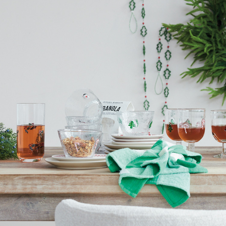 Glass Bowl w/ Embedded Holiday Icons