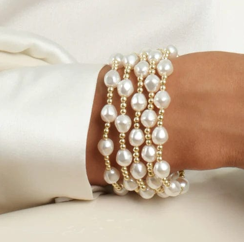 enewton Admire Gold 3mm Bead Bracelet - Pearl