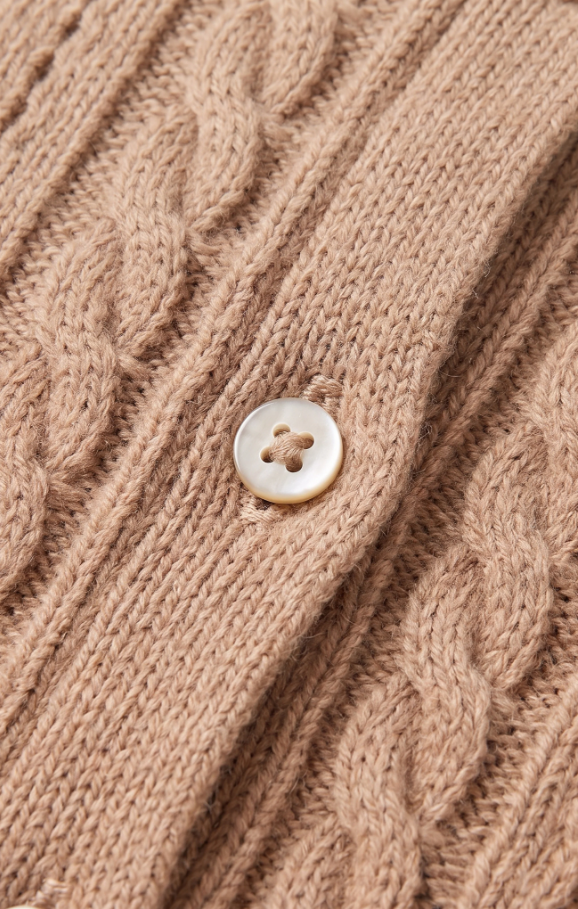 Medina Pointelle Cable Cardigan, Macaroon