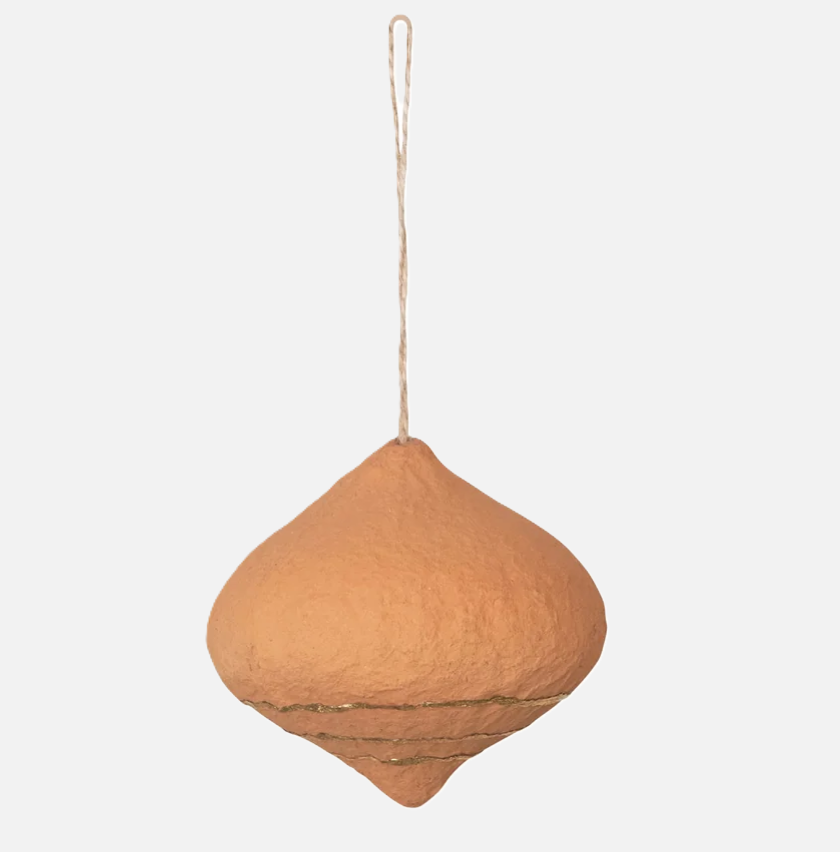 Paper Mache Ornament w/ Gold Stripes - Thumbnail 4