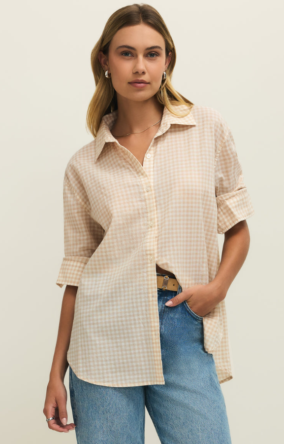 Seaport Gingham Button-Up, Parchment - 13 Hub Lane   |  Button-Ups