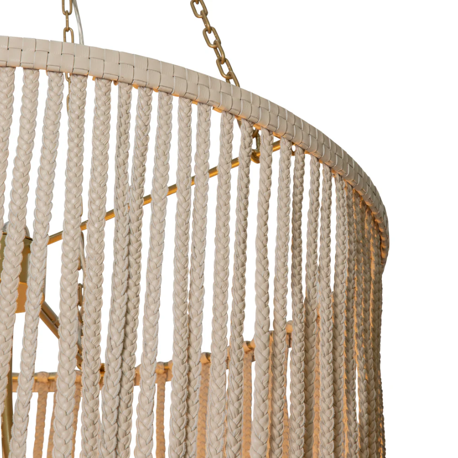 Nalani Chandelier, Cream - Stone Leather - 13 Hub Lane   |  Chandeliers