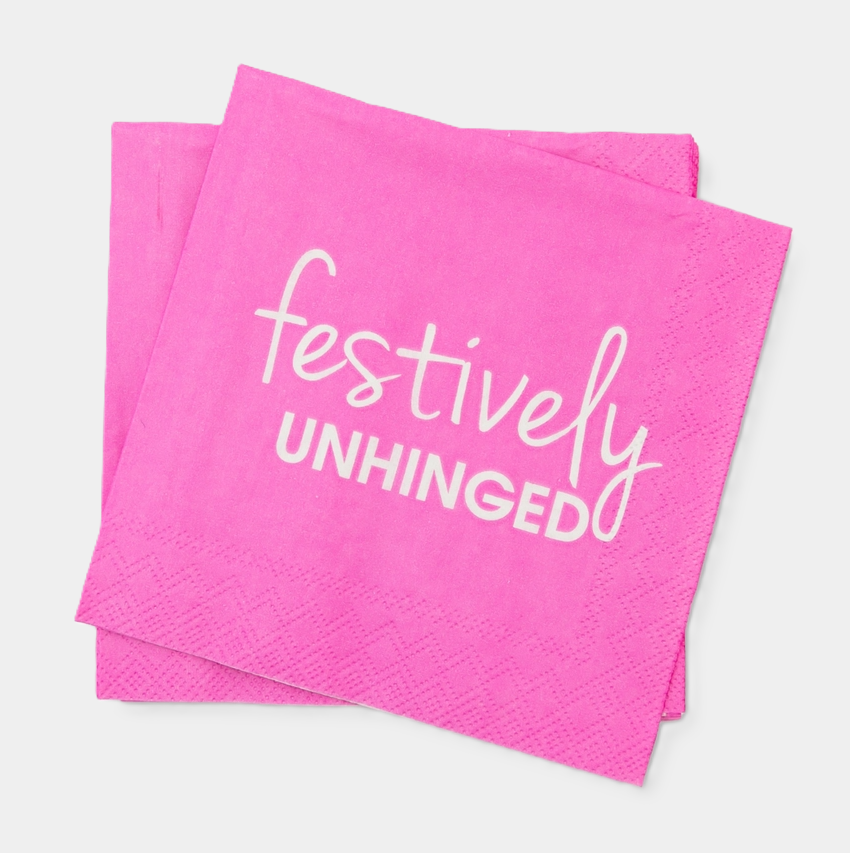 Festively Unhinged - Cocktail Napkins - 13 Hub Lane   |  Funny Cocktail Napkins