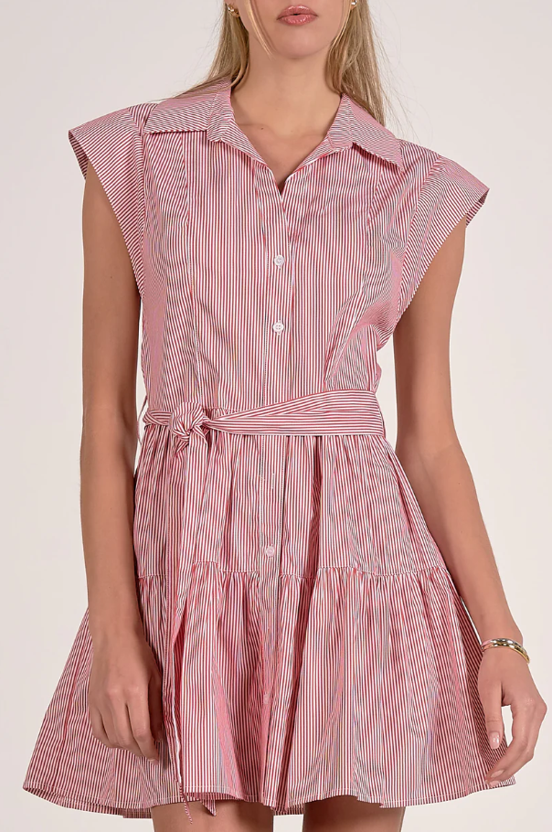 Cap Sleeve Tiered Mini, Red Stripe - 13 Hub Lane   |  