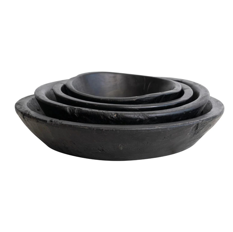 Reclaimed Wood Vintage Reproduction Bowl, Black