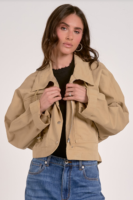 Cropped Trench Jacket, Sand