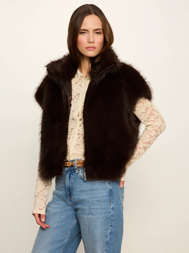 Silky Fur Vest, Espresso Martini