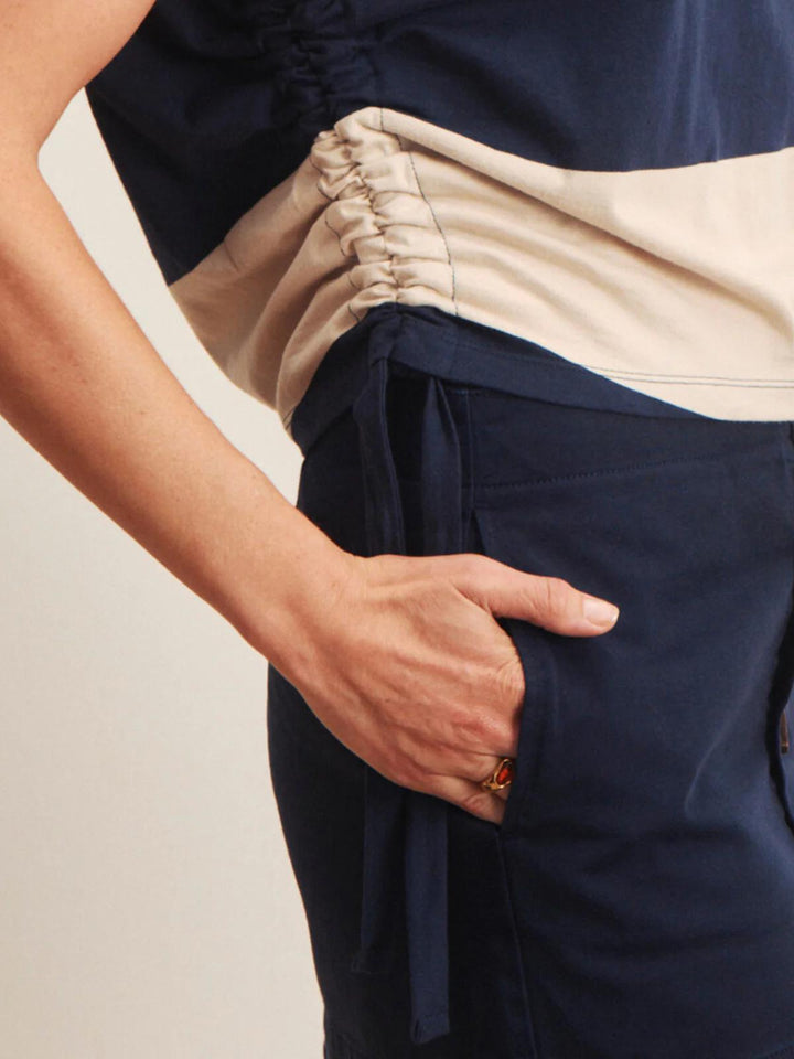All Day Ruched Tee, Navy Blazer/ Dark Opal Rugby