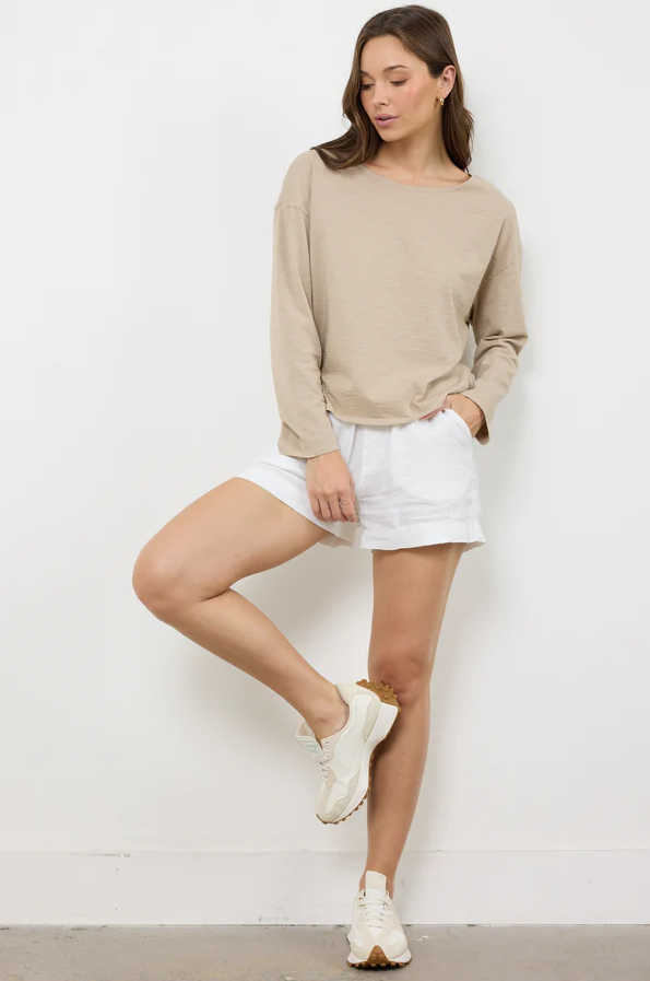 Marlow Heavy Slub Long Sleeve Tee, Sandstone