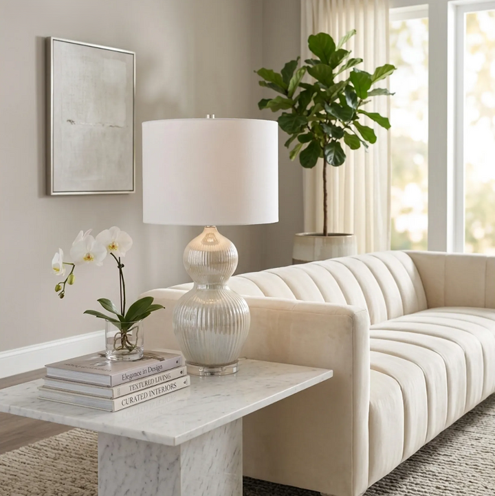 Alanis Ceramic Lamp, White Opal