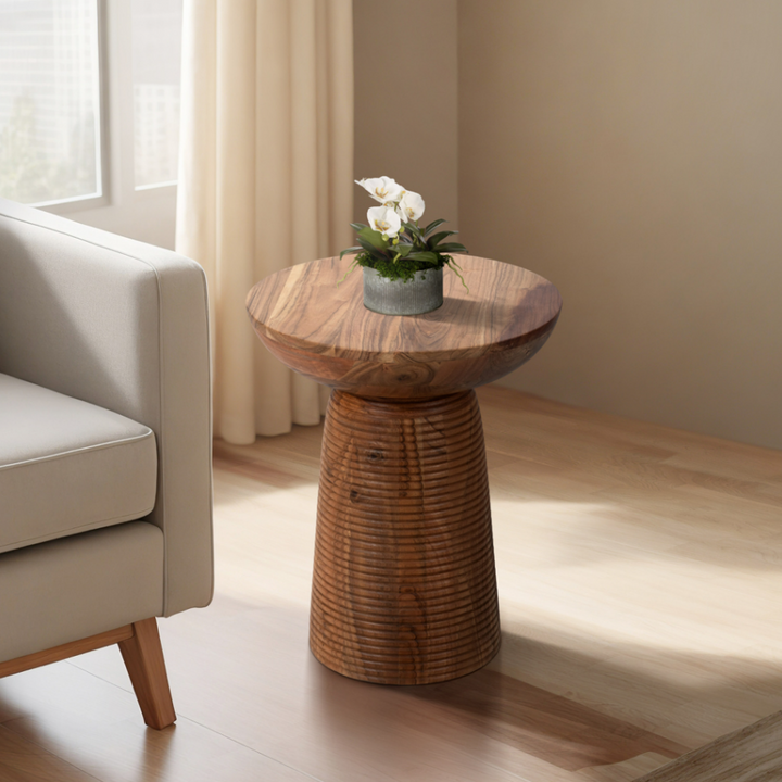 Grooved Wood Base Accent Table - 13 Hub Lane   |  Accent Tables