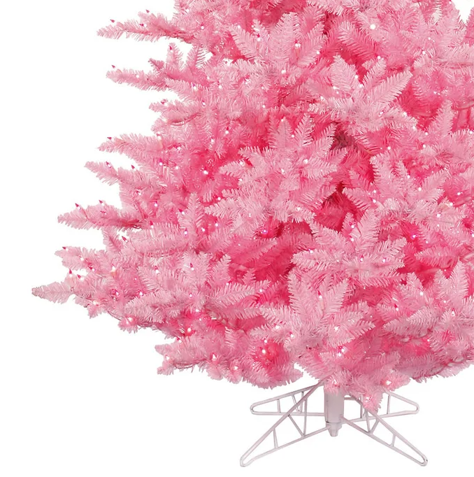 5.5' Pink Fir Artificial Christmas Tree, Pink Dura-lit LED Lights