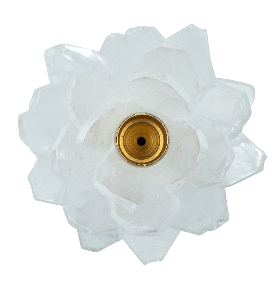 Selenite Stone Flower Candle Holder - 13 Hub Lane   |  